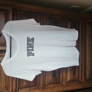 PINK t-shirt - White with black letters - Lightweight